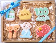 名入れ可【100日祝いギフト男の子A】アイシングクッキー ギフトボックス クッキー ケーキデコレーション バースデーケーキ 誕生日 ケーキトッピング ケーキデコレーション かわいい お菓子 女の子 男の子  2