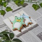 【カエル】アイシングクッキー クッキー プチギフト デコレーション かわいい お菓子 個包装 動物 どうぶつ 生き物 1