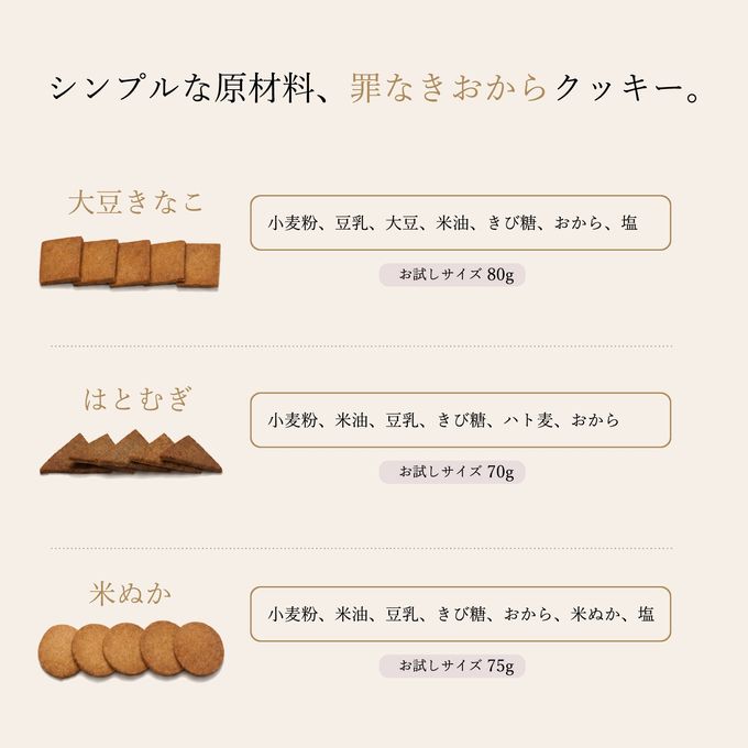 お試し おからクッキー はとむぎ 食べ切り 無添加 ダイエット ヘルシー  5
