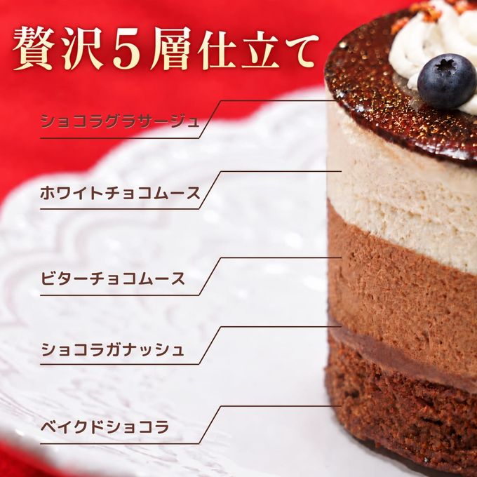 5層のくちどけ 贅沢チョコレートケーキ 4号 2