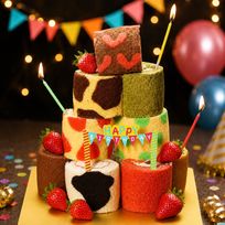 ロールケーキタワー ミニロールケーキ 9個セット ロウソク ピック トレー付き