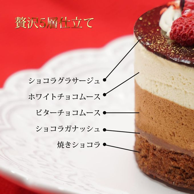 5層のくちどけ 贅沢チョコレートケーキ 4号 5