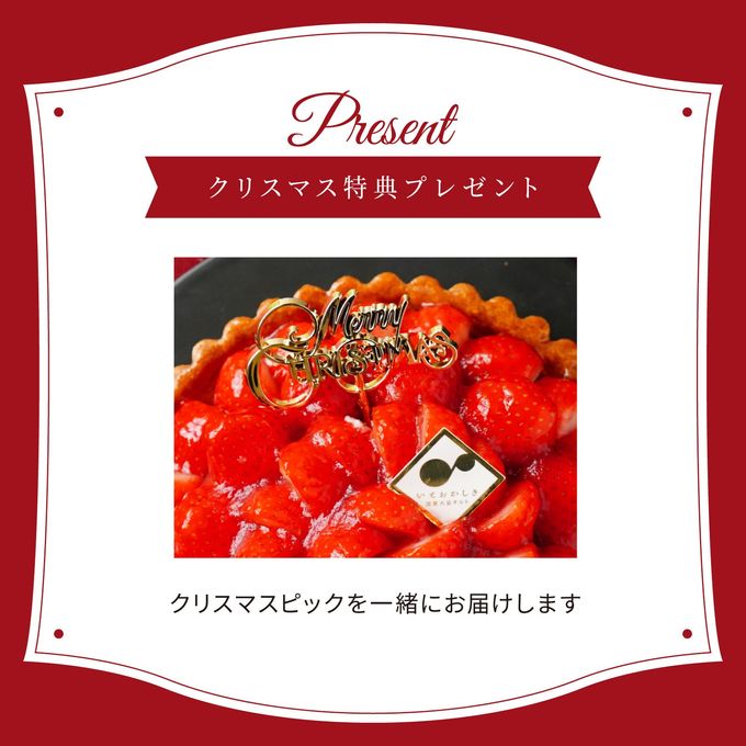 【クリスマス限定ピック付き】いちごたっぷりグルテンフリータルト◆グランプリ受賞◆長野県産いちご(カスタード)＜冷凍＞ 5号 15cm クリスマス2025 6