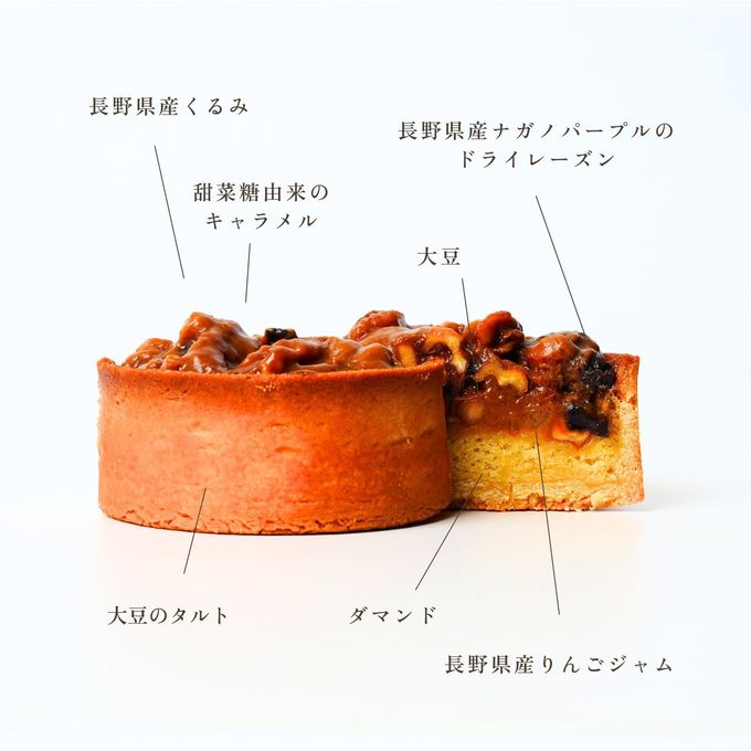 グルテンフリーフルーツタルト◆【ミニタルト2個セット】長野県産くるみとナガノパープルと大豆のキャラメルタルト・りんごのタルトタタン＜冷凍＞3号 9cm 3