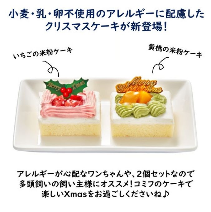 予約受付中 2025犬用 クリスマス コミフ 小麦・乳・卵不使用 やさしいスイーツ Xmasケーキセット 犬用ケーキ クリスマスケーキ 3