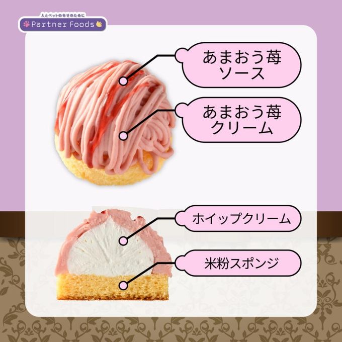 【犬猫用】福岡県産あまおう苺を贅沢に使用！ ご褒美「あまおう」苺モンブラン バースデーケーキ 誕生日ケーキ 3