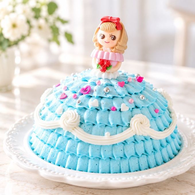 世界に一つだけ 自分で飾り付けのできる プリンセスケーキ 5号 プリティーガール/ブルー 誕生日ケーキ バースデーケーキ ひな祭り 1