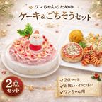 犬用 クリスマス ケーキ＆ごちそう 2点セット 愛犬と楽しむXmasケーキとXmasデリプレートのセット 2