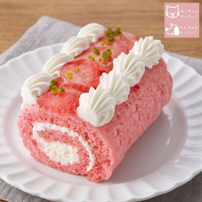 犬 猫 兼用 cake ペットケーキ ミニロールケーキ 苺 ペット用 誕生日ケーキ 1