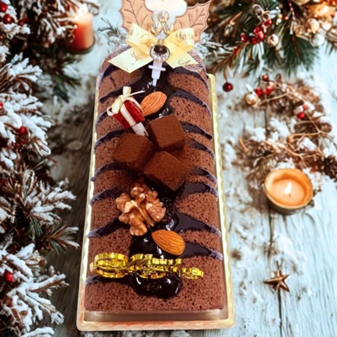 2024 クリスマスケーキ 生チョコまるごと1本 クリスマスノエル ロールケーキ クリスマスケーキ 17.0cm×8.0cm (4～8名様) 3