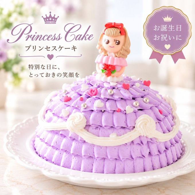 世界に一つだけ 自分で飾り付けのできる プリンセスケーキ 5号 プリティーガール/パープル 誕生日ケーキ バースデーケーキ ひな祭り 2