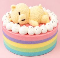 【レインボー限定】おやすみベアのはちみつレモンヨーグルトケーキ  4号／5号｜誕生日・サプライズ・写真映え