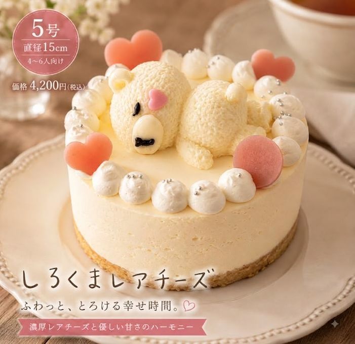 しろくまレアチーズ5号 幅15cm 2