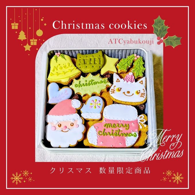 ナチュラル色素のやさしい季節のアイシングクッキー缶【クリスマス缶】 1