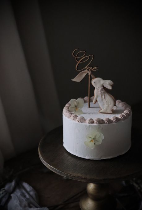 白花束と野うさぎのsmash cake 《小麦・卵・乳製品》不使用ケーキ ファーストバースデー スマッシュケーキ 1