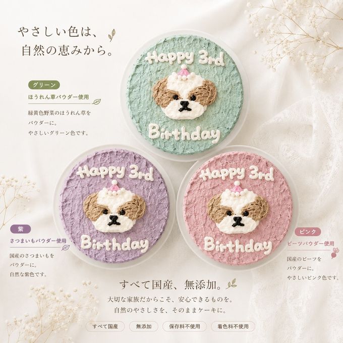 《無添加》おすましシーズーのとっておきバースデーケーキ4号 7