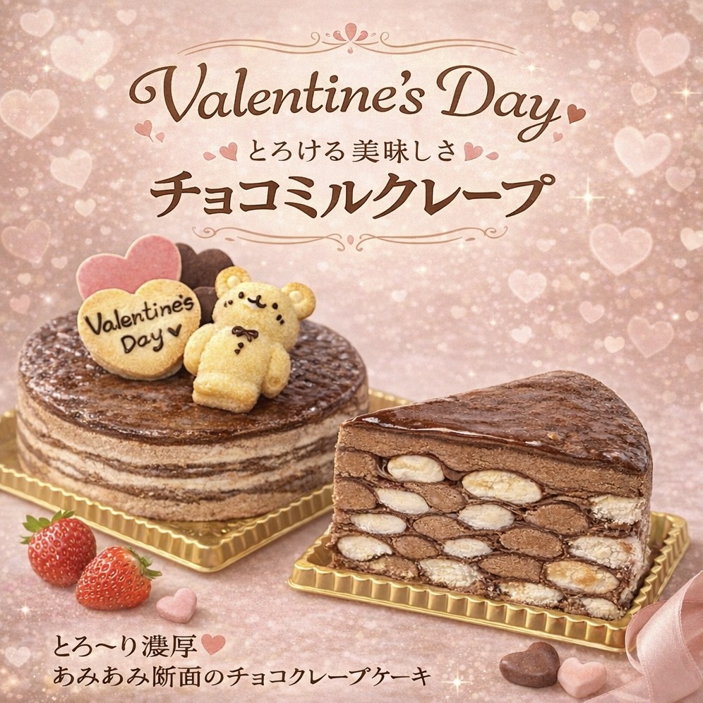 チョコのあみあみミルクレープ4号（ホール）（株式会社J.Factory