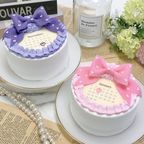 【店頭受取】◻︎丸型カレンダー ハートドット柄リボンケーキ 4号《選べる9色｜韓国｜誕生日｜お好きな日付で♪》 1