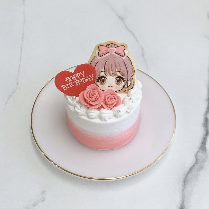 【店頭受取】［3号ケーキ］手書きクッキー付き 小さめセミオーダーケーキ《 選べる9色｜センイルケーキ｜アイシングクッキー｜イラストクッキー 》 2