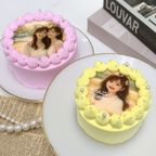 【店頭受取】◯パステルカラー写真ケーキ 3号《選べる8色｜プリントケーキ｜センイルケーキ｜韓国｜誕生日や記念日などのお祝いに♪》 1