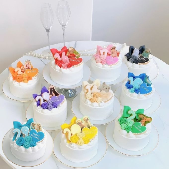 【店頭受取】セミオーダー写真ケーキ✧ 3号《選べる10色｜プリントケーキ｜センイルケーキ｜リボン｜薔薇｜お好きなお写真と数字で✧》 1