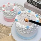 【店頭受取】◻︎燃える演出♪ ミニローズカレンダー バーンアウェイケーキ［グラデ丸型］ 3号《選べる10色｜センイルケーキ｜韓国｜お好きな日付とメッセージ｜サプライズ》 1
