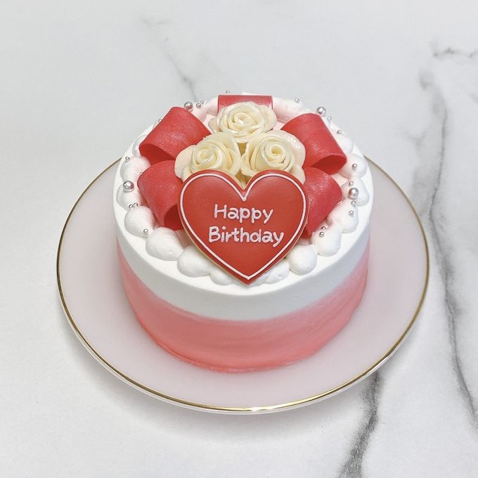 【店頭受取】◻︎キラキラリボンと白薔薇センイルケーキ 4号《選べる10色｜薔薇｜リボン｜韓国｜誕生日｜お好きなメッセージ✧》 5