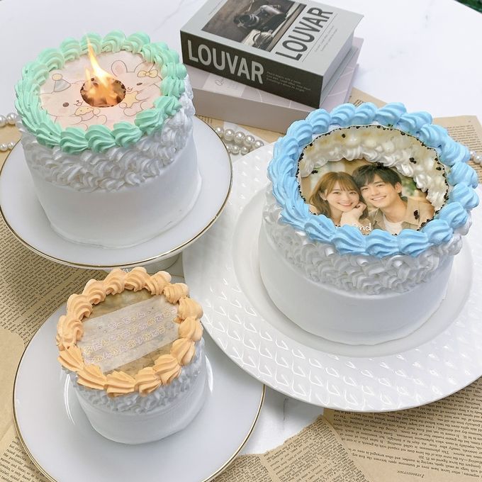 【店頭受取】◻︎［フルオーダー］お好きな写真2枚でつくれるバーンアウェイケーキ 3号《燃える演出｜選べる10色｜センイルケーキ｜韓国｜お好きなメッセージ｜サプライズ》 2