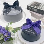 【店頭受取】◻︎大きなドットリボンセンイルケーキ［黒・グレー土台］ 4号《選べる10色｜韓国｜お好きなメッセージ✧》 1