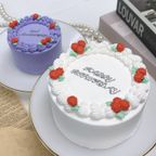 【店頭受取】赤いミニローズのセンイルケーキ［パステル土台］ 3号《選べる9色｜韓国｜誕生日｜お好きなメッセージ✧》 1