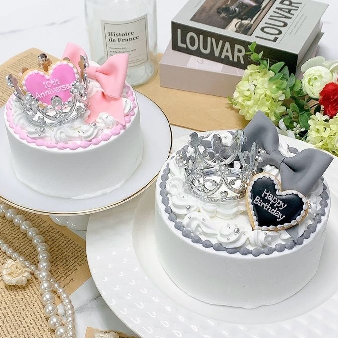 【店頭受取】◻︎パステルリボン付きティアラケーキ 4号《選べる9色｜韓国｜誕生日｜お好きなメッセージ✧》 1