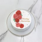 【店頭受取】選べる2色の薔薇ケーキ 4号《18色からお好きな2色の組み合わせ｜薔薇｜センイルケーキ｜メッセージ｜韓国》 2