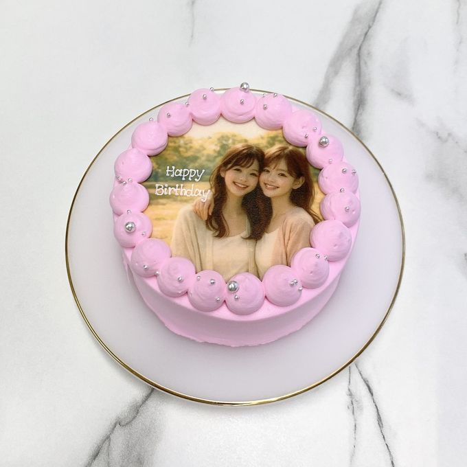 【店頭受取】◯パステルカラー写真ケーキ 4号《選べる8色｜プリントケーキ｜センイルケーキ｜韓国｜誕生日や記念日などのお祝いに♪》 2
