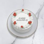【店頭受取】赤いミニローズのセンイルケーキ［パステル土台］ 5号《選べる9色｜韓国｜誕生日｜お好きなメッセージ✧》 4