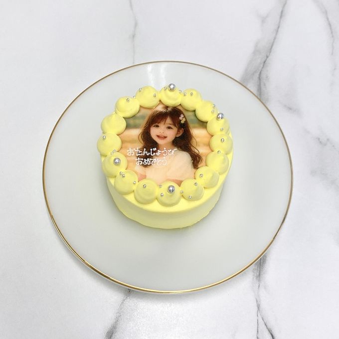 【店頭受取】◯パステルカラー写真ケーキ 3号《選べる8色｜プリントケーキ｜センイルケーキ｜韓国｜誕生日や記念日などのお祝いに♪》 3