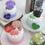 【店頭受取】［3号ケーキ］手書きクッキー付き 小さめセミオーダーケーキ《 選べる9色｜センイルケーキ｜アイシングクッキー｜イラストクッキー 》 1