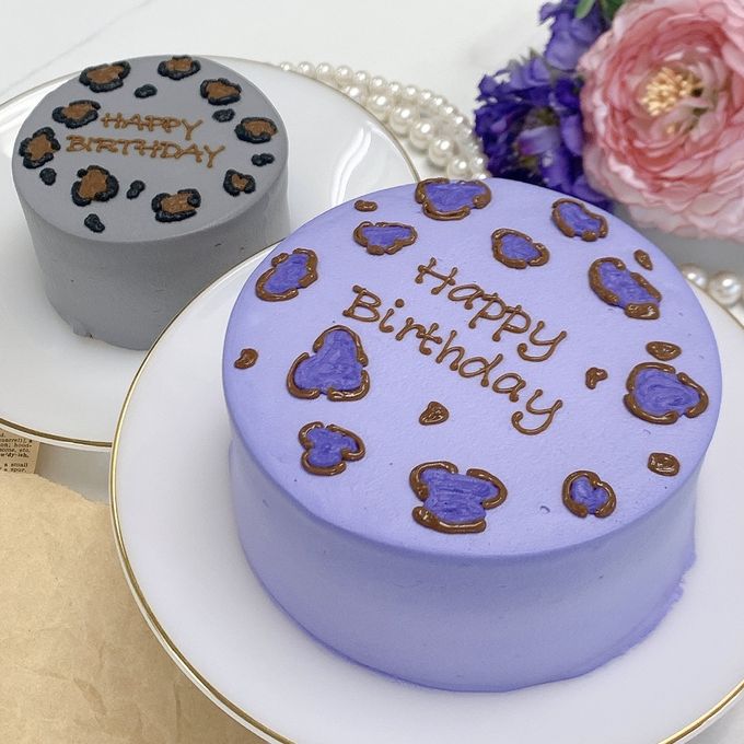 【店頭受取】豹柄センイルケーキ 4号《選べる9色｜韓国｜誕生日｜お好きなメッセージ》 1