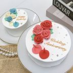 【店頭受取】選べる2色の薔薇ケーキ 4号《18色からお好きな2色の組み合わせ｜薔薇｜センイルケーキ｜メッセージ｜韓国》 1