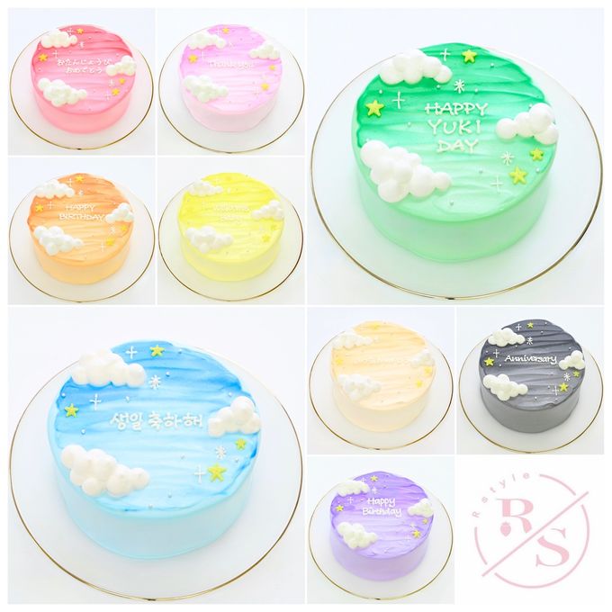 【店頭受取】夜空の雲センイルケーキ 5号《選べる9色｜韓国｜誕生日｜お好きなメッセージ✧》 5