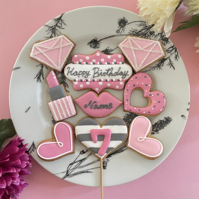 バービーカラーのキラキラアイシングクッキーセット9点（puapua