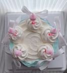 リボンとハートロウソクのひらひらパステルカラーケーキ 5