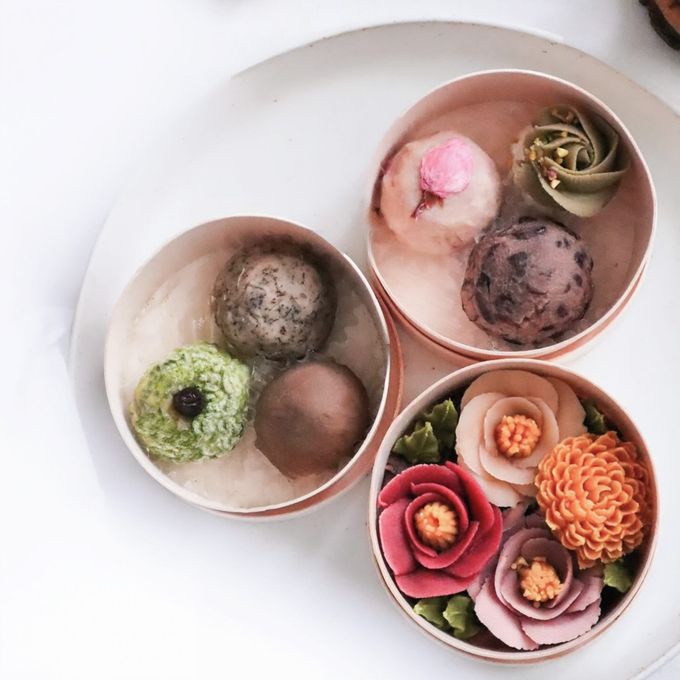 【うめとおはぎ】古都の椿と冬菊 おはぎ7種7個＜卵不使用無添加＞お歳暮2025 1