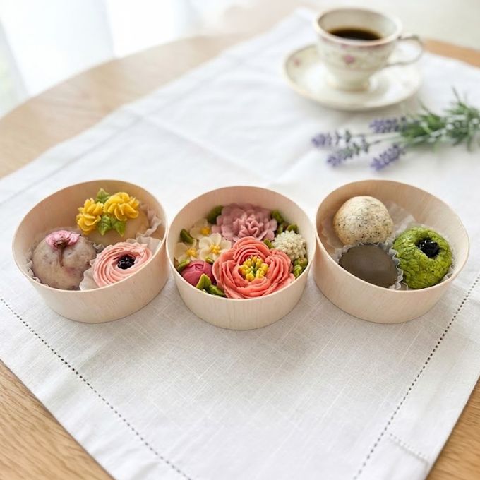 ＜うめとおはぎ＞花まつり-芍薬とカーネーション おはぎ7種7個(添加物不使用・卵不使用) 5
