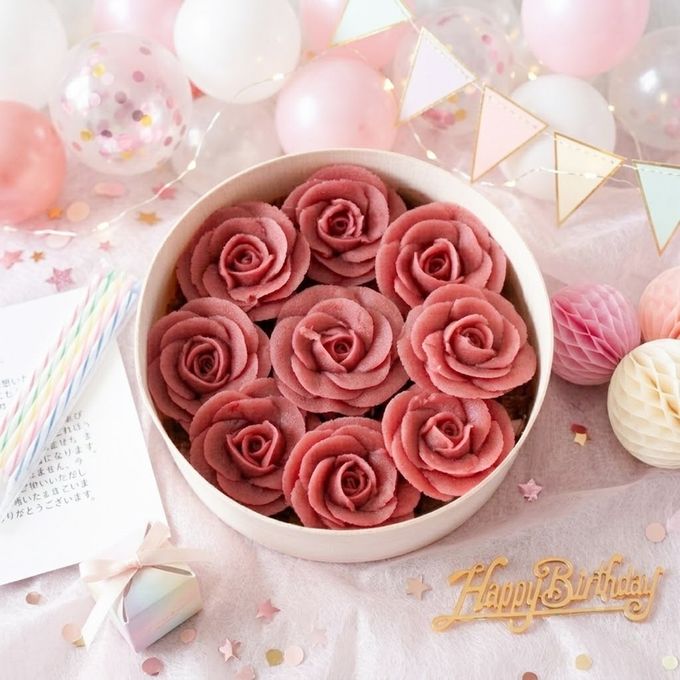 ＜うめとおはぎ＞薔薇のおはぎケーキ_誕生日ロウソクプレート付(添加物不使用・卵不使用) 5