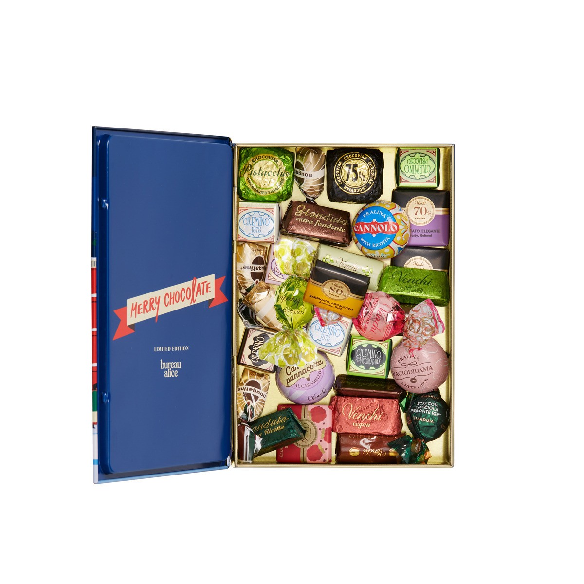 マキシブック缶 クリスマス アリス ブロー（ヴェンキ｜Venchi） | Cake.jp