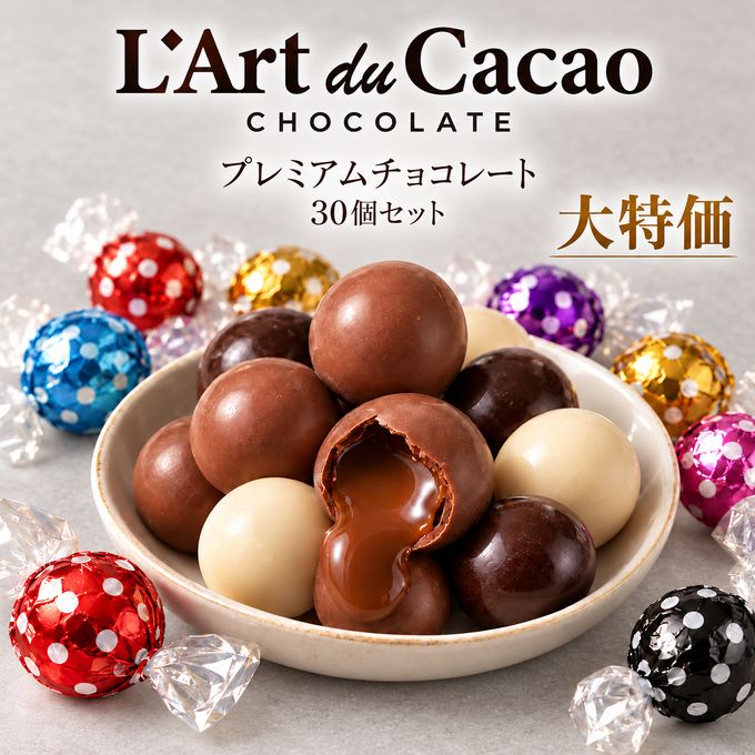 【送料無料・大特価】L’Art du Cacao（ラール・デュ・カカオ）プレミアムチョコレート 詰め合わせ30個入り（ランダム） 1