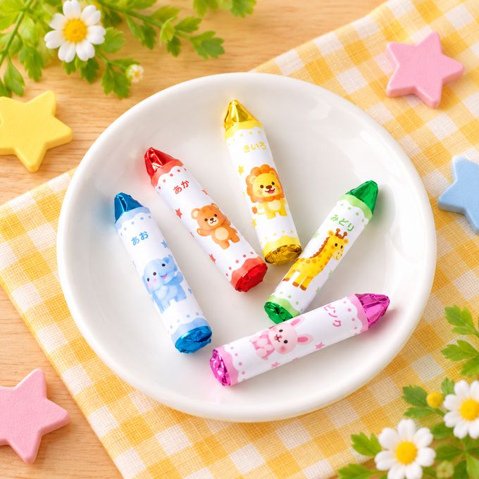 【乳不使用】どうぶつクレヨン風チョコ（いちご味） 5本入り｜遊べる・美味しい！見た目もかわいいクレヨン型スイーツ 4