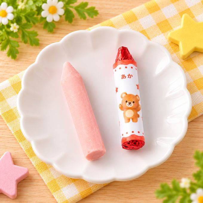 【乳不使用】どうぶつクレヨン風チョコ（いちご味） 5本入り｜遊べる・美味しい！見た目もかわいいクレヨン型スイーツ 5