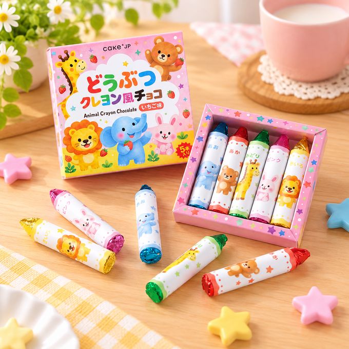 【乳不使用】どうぶつクレヨン風チョコ（いちご味） 5本入り｜遊べる・美味しい！見た目もかわいいクレヨン型スイーツ 9