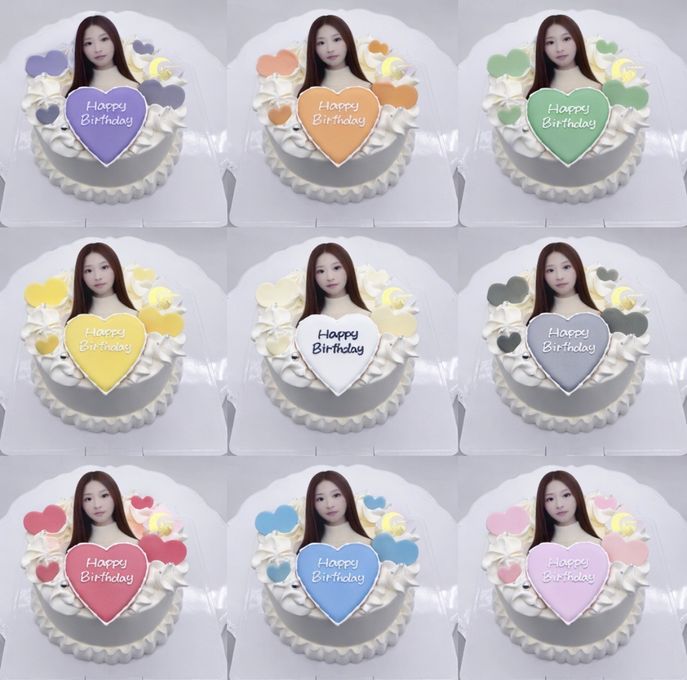 【選べる9色】ハート散り写真プリントケーキ｜9色から選べる｜推し活・本人不在の誕生日会 1
